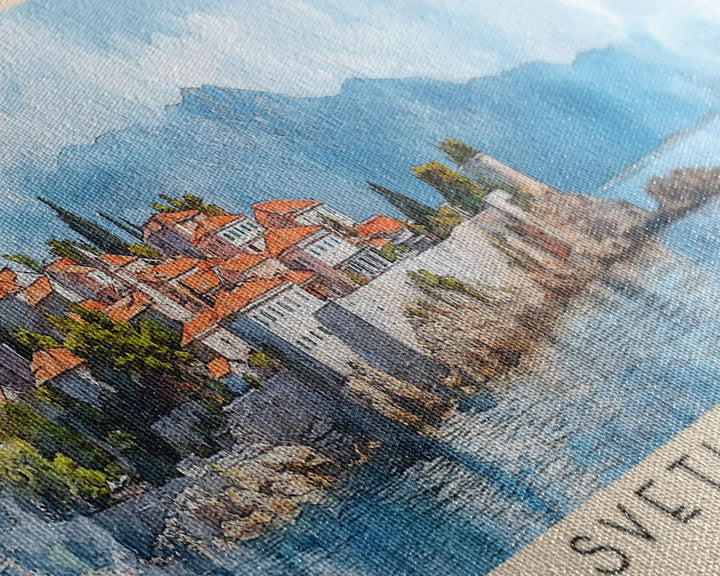 Sveti Stefan, Montenegro Watercolor Print, Vacation Gift, Montenegro Wall Art, Vacation Wall Art, Vacatation Memories, Beach Decor, Beach Or Lakehouse Art
