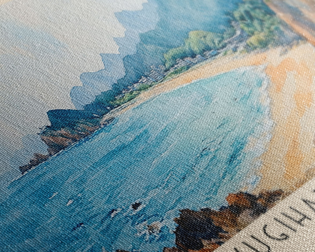 Yugihama Beach, Japan Watercolor Print, Vacation Gift, Japan Wall Art, Beach Painting, Beach Decor, Beach Or Lakehouse Art