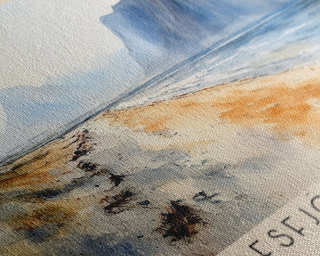 Ólafsfjörður Beach, Iceland Watercolor Print, Vacation Gift, Iceland Wall Art, Beach Painting, Beach Decor, Large Wall Art, Wood Frame Art