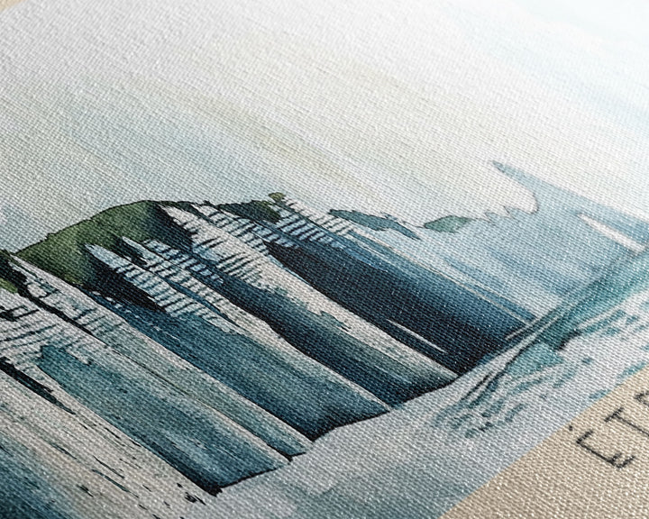 Étretat, France Watercolor Print, Vacation Gift, France Wall Art, Beach Painting, Beach Decor, Large Wall Art, Wood Frame Art