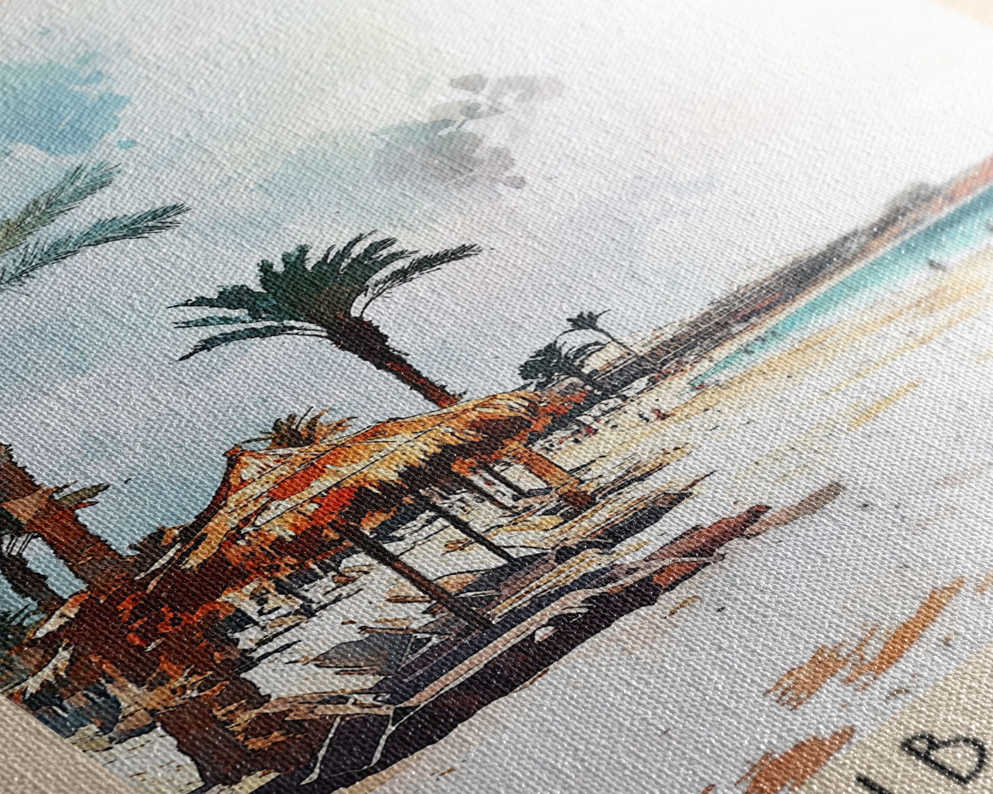 Agiba Beach, Egypt Watercolor Print, Vacation Gift, Egypt Wall Art, Beach Painting, Beach Decor, Beach Or Lakehouse Art