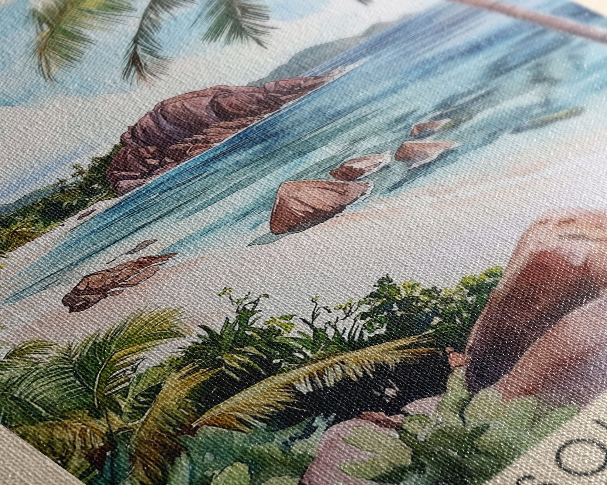 Anse Source d’Argent, Seychelles Watercolor Print, Vacation Gift, Seychelles Wall Art, Beach Painting, Beach Decor, Beach Or Lakehouse Art