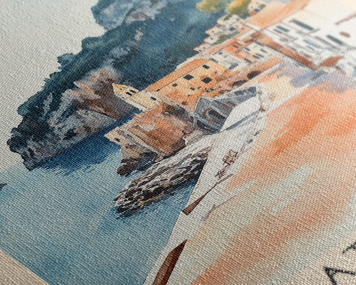 Atrani, Italy Watercolor Beach Print, Vacation Gift, Italy Wall Art, Beach Painting, Beach Decor, Beach Painting