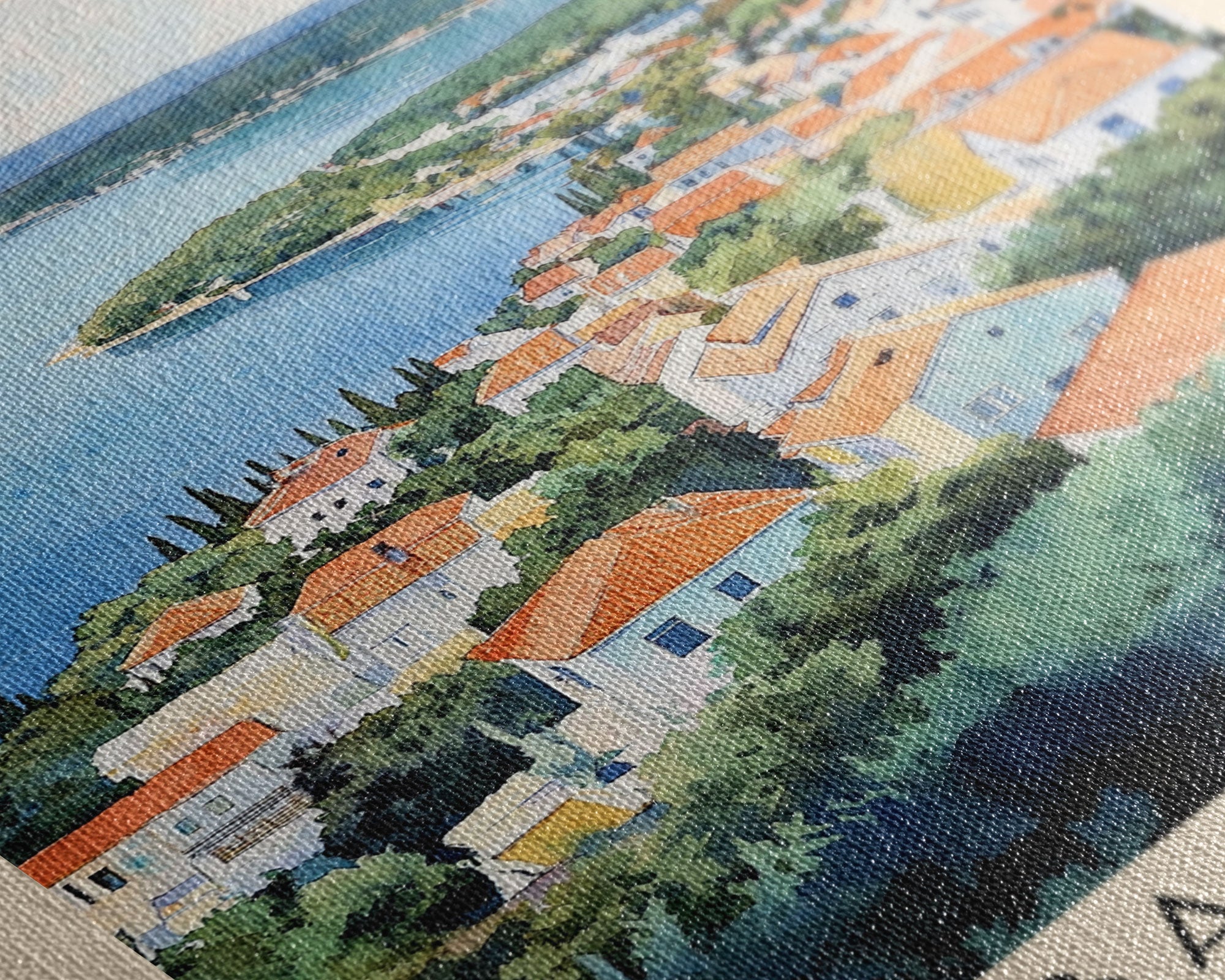 Bačvice, Croatia Watercolor Beach Print, Vacation Gift, Croatia Wall Art, Beach Painting, Beach Decor, Beach Painting