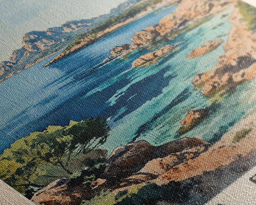 Cala Fornells, Spain Watercolor Print, Vacation Gift, Spain Wall Art, Beach Painting, Beach Decor, Beach Or Lakehouse Art