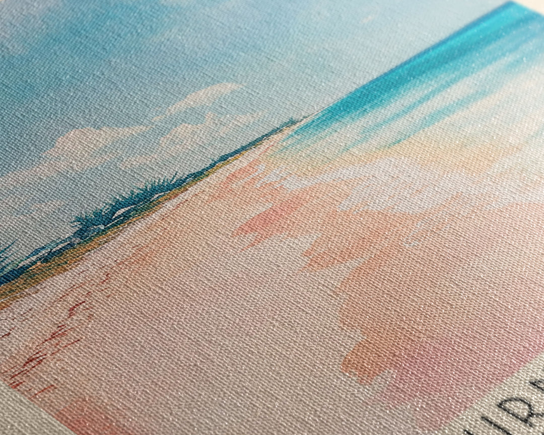 Cockburn Town Beach, Turks and Caicos Watercolor Beach Print, Vacation Gift, Turks and Caicos Wall Art, Framed Canvas Print, Framed Beach Painting