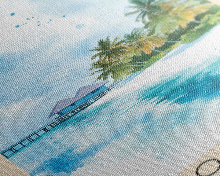 Cocoa Island, Maldives Watercolor Print, Vacation Gift, Maldives Wall Art, Vacation Wall Art, Vacatation Memories, Beach Decor, Beach Or Lakehouse Art