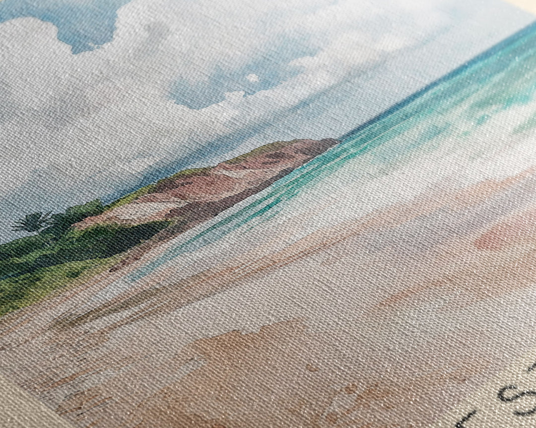 Folkestone Beach, Barbados Watercolor Beach Print, Vacation Gift, Barbados Wall Art, Beach Painting, Beach Decor, Beach Painting