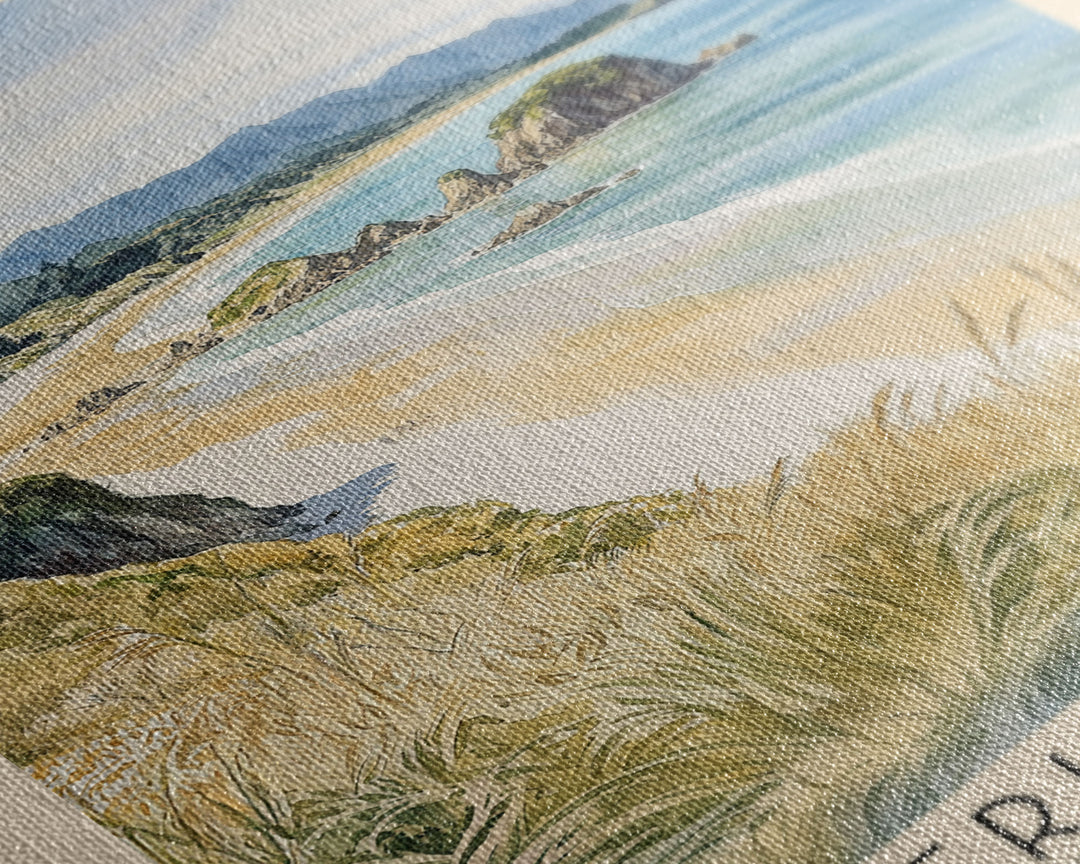 Kaiteriteri Beach, Nelson, New Zealand Watercolor Print, Vacation Gift, Nelson, New Zealand Wall Art, Beach Painting, Beach Decor, Large Wall Art, Wood Frame Art