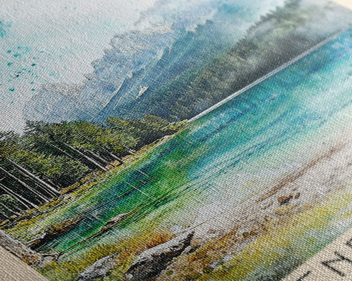 Langener Waldsee, Germany Watercolor Beach Print, Vacation Gift, Germany Wall Art, Framed Canvas Print, Framed Beach Painting