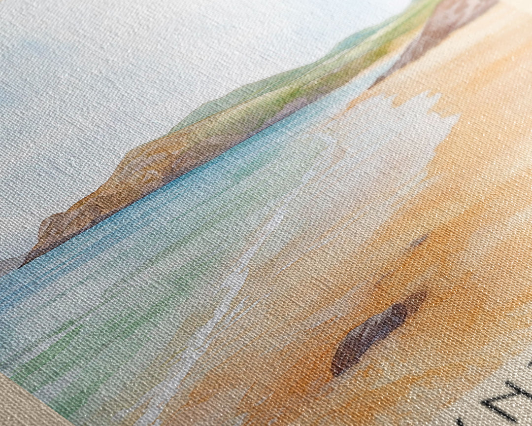 Mwnt Beach, United Kingdom Watercolor Print, Vacation Gift, United Kingdom Wall Art, Beach Painting, Beach Decor, Beach Or Lakehouse Art