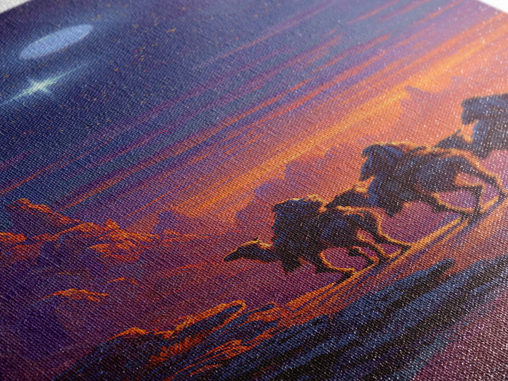 Sacred Night Trek – Framed Canvas Print – Christian Art Canvas – Narrow Art – Christian Christmas Art – Christian Painting – Modern Christi