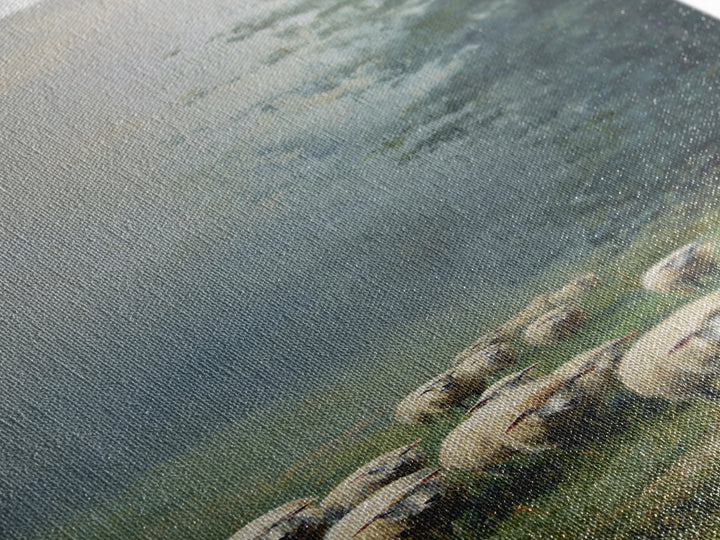 Morning Flock Grace – Framed Canvas Print – Christian Art Canvas – Christian Wall Art – Pastoral Scenery – Subtle Christian Art – Christmas