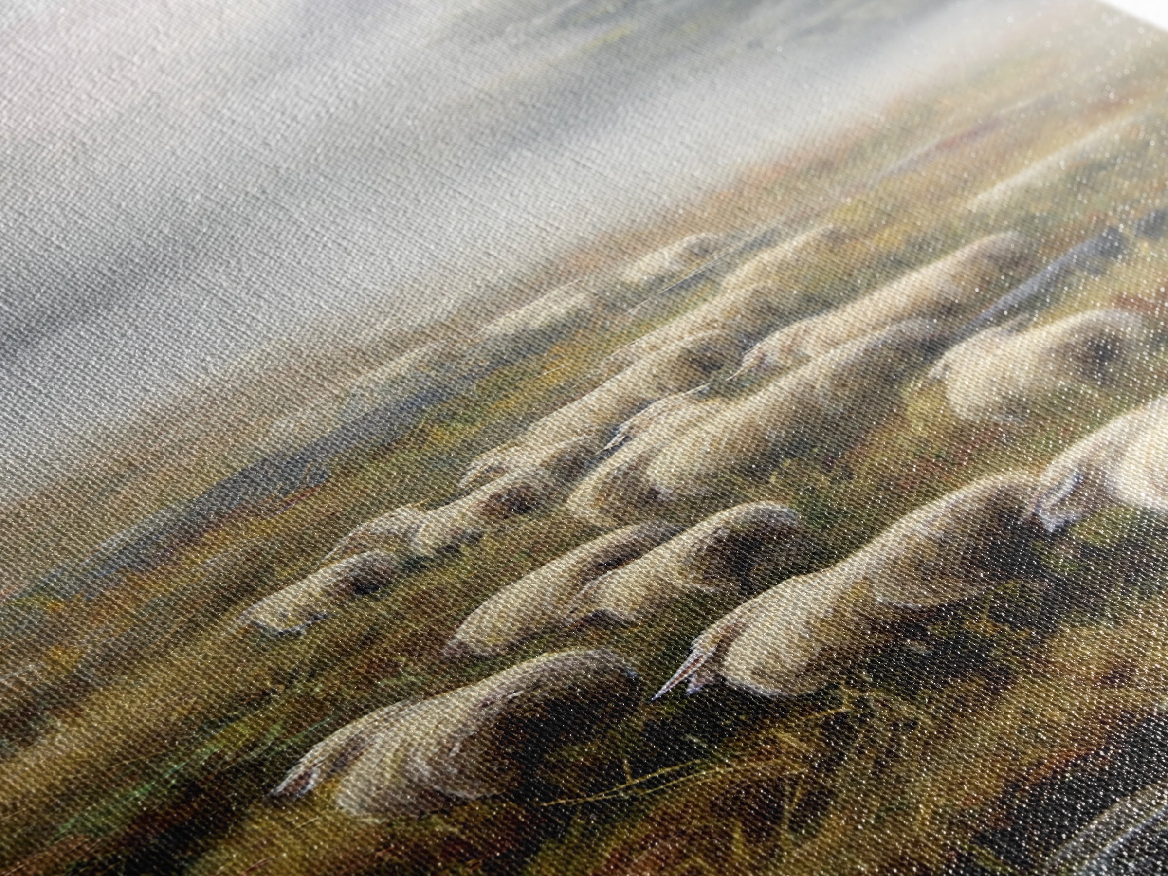 Misty Hills Flock – Framed Canvas Print – Christian Art Canvas – Christian Wall Art – Pastoral Scenery – Moody Christian Art – Christmas Ar