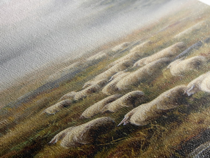 Misty Hills Flock – Framed Canvas Print – Christian Art Canvas – Christian Wall Art – Pastoral Scenery – Moody Christian Art – Christmas Ar