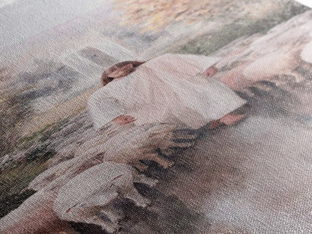 Grace Beside Still Waters, Framed Canvas Print, Tall Skinny Art Print, Jesus Art Print, Christian Wall Art, Christian Art Print, Unique Chr