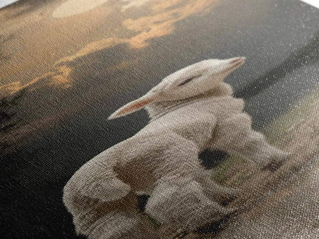 Moonlit Gentle Lamb, Framed Canvas Print, Christian Wall Art, Christian Art Canvas, Narrow Art, Christian Art Print, Christian Decor For Ho