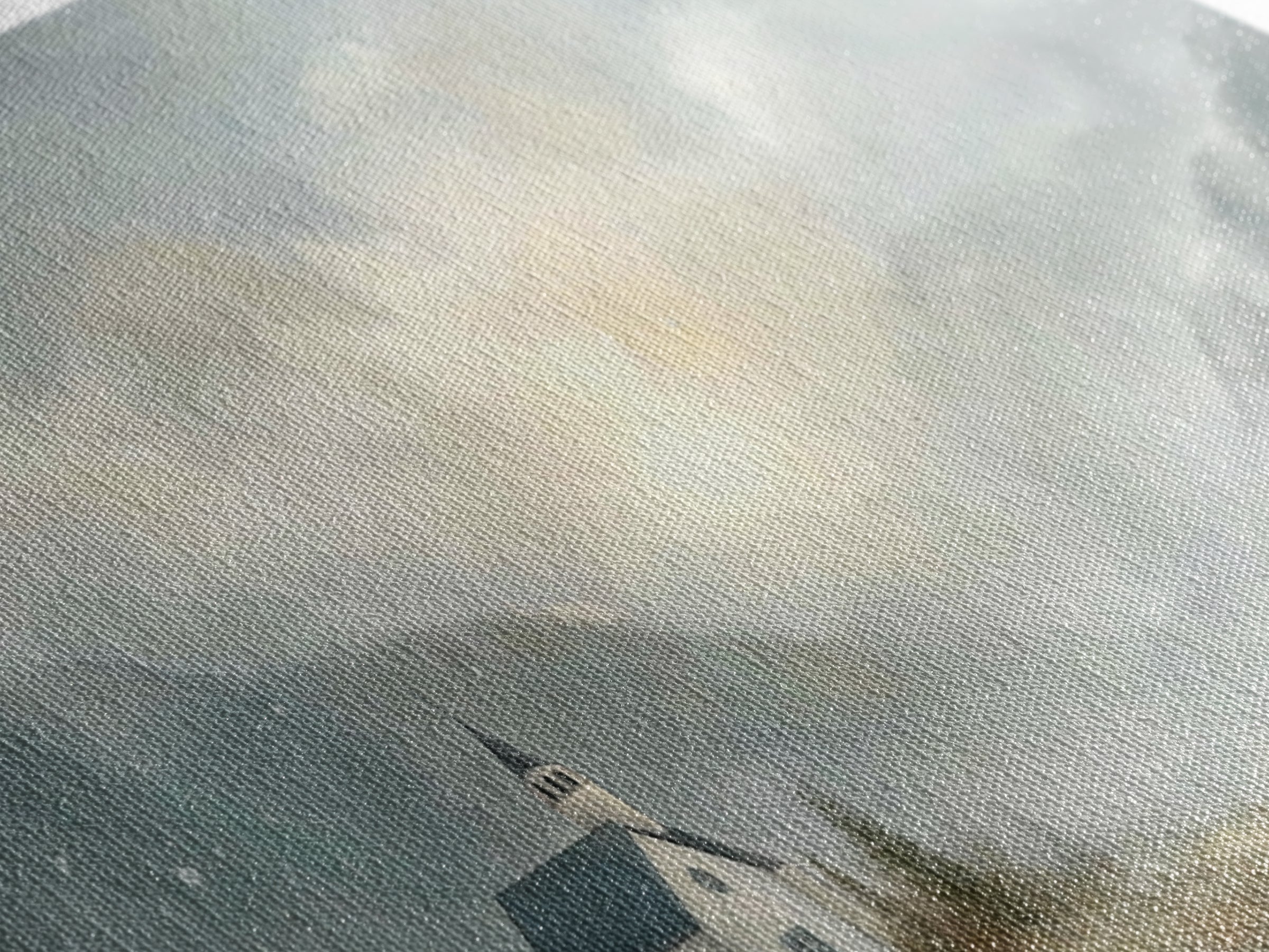 Mountain Chapel Light – Framed Canvas Print – Christian Art Canvas – Christian Wall Art – Moody Christian Art – Christian Painting – Modern
