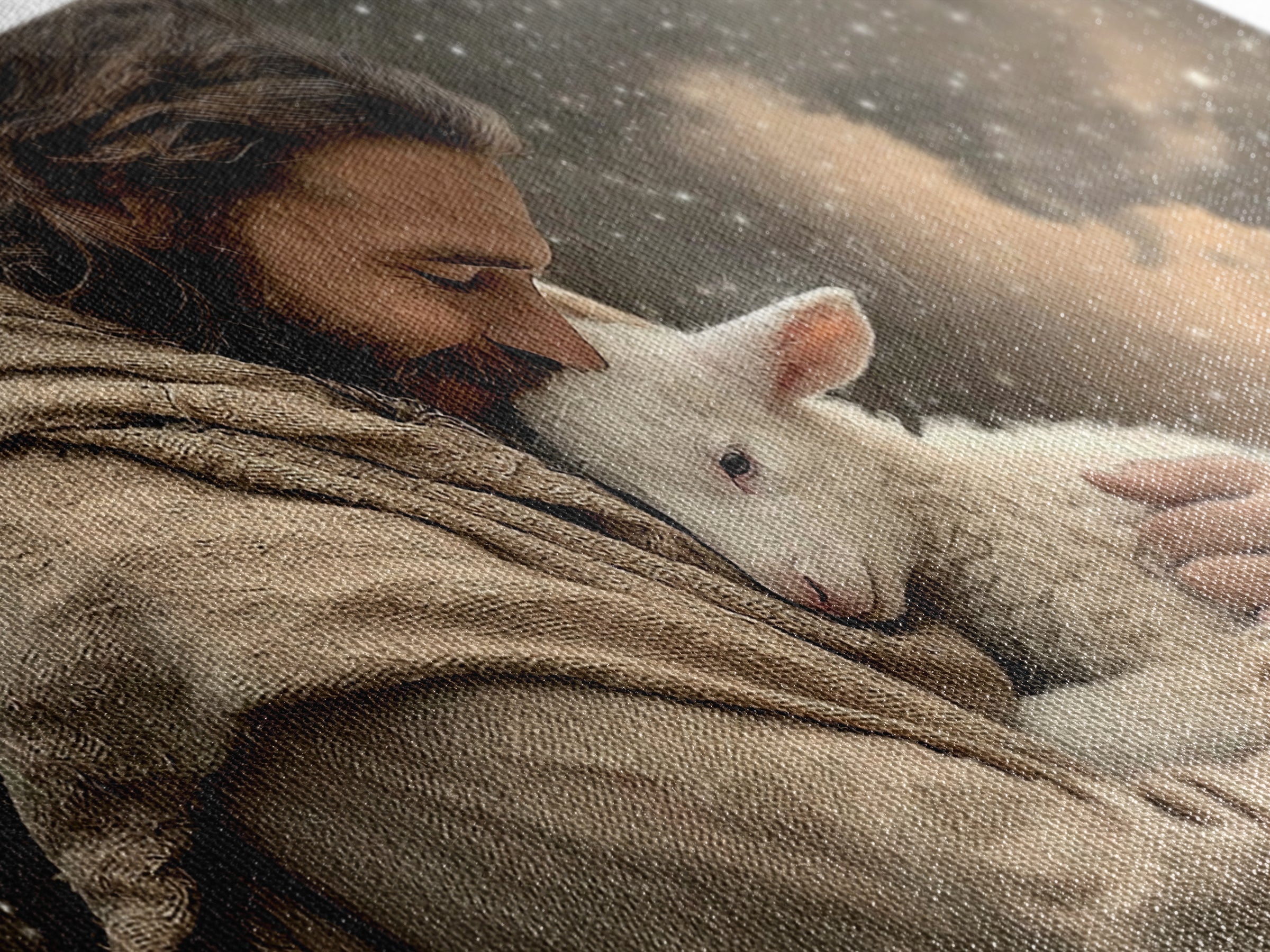 Shepherd’s Embrace – Framed Canvas Print – Christian Art Canvas – Christian Wall Art – Jesus Painting – Christian Christmas Art