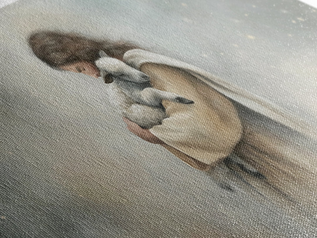 Heaven’s Gentle Hold, Framed Canvas Print, Christian Wall Art, Jesus Painting, Modern Christian Art, Christian Art Canvas, Christian Christ