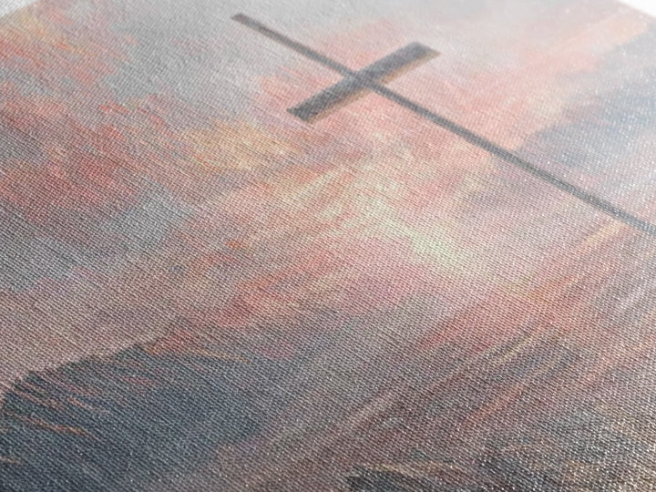 Sunrise At Calvary | Framed Canvas Print | Christian Wall Art | Christian Art Canvas | Christian Painting | Large Christian Art | Christian