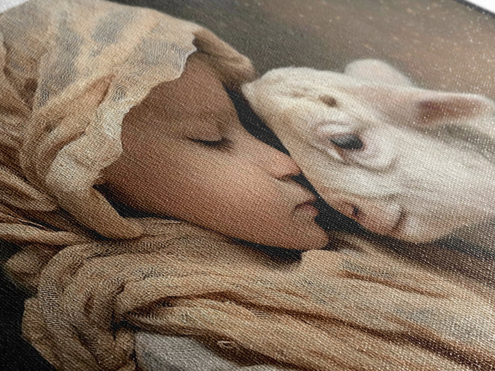 Gentle Devotion – Framed Canvas Print – Christian Wall Art – Christian Art Canvas – Jesus Painting – Christmas Art – Vintage Christian Art