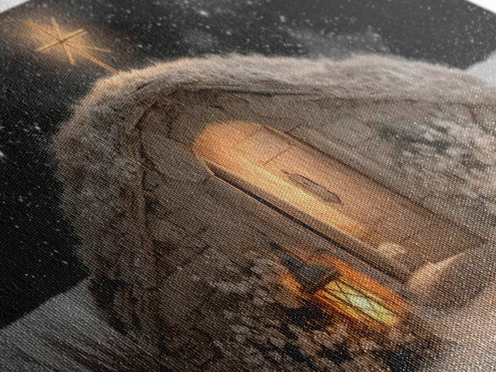 Sacred Stable Glow | Framed Canvas Print | Christian Christmas Art | Christian Art Canvas | Christmas Art | Christian Art | Christian Wall