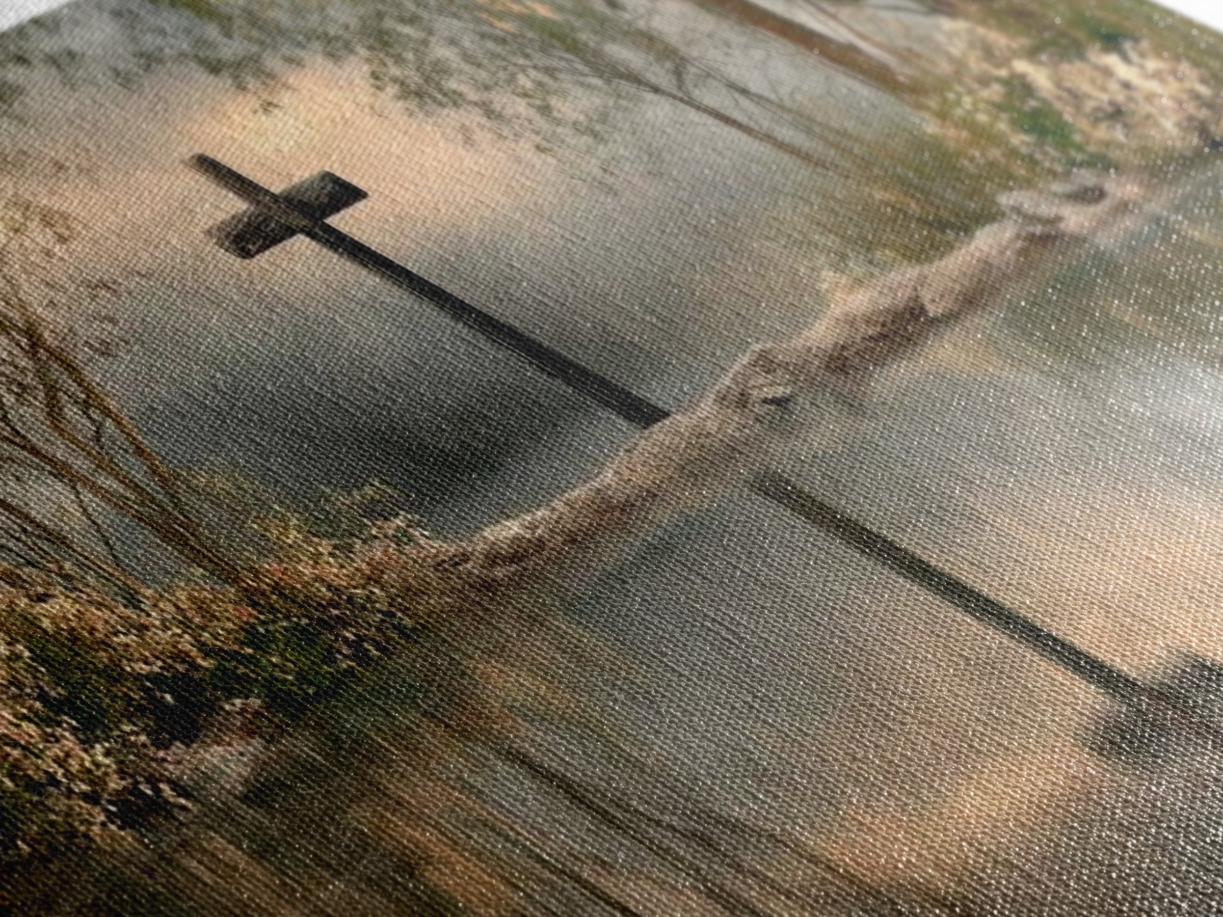 Sacred Cross Shore | Framed Canvas Print | Christian Painting | Christian Art Canvas | Christian Wall Art | Christian Art | Christian Decor