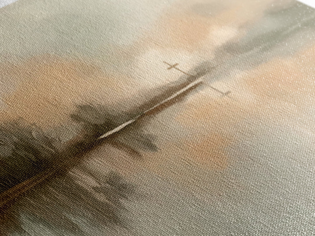 Soft Cross Horizon – Framed Canvas Print – Christian Art – Christian Art Canvas – Christian Wall Art – Christian Painting – Christian Gift
