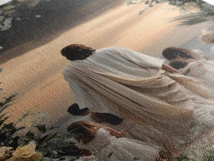 Heaven’s Gentle Walk – Framed Canvas Print – Jesus Painting – Christian Wall Art – Christian Art Canvas – Christian Decor – Christian Art