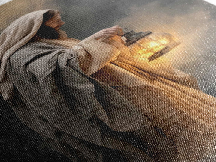 Guiding Lantern – Framed Canvas Print – Christian Wall Art – Jesus Painting – Christian Art Canvas – Moody Christian Art – Christian Gift