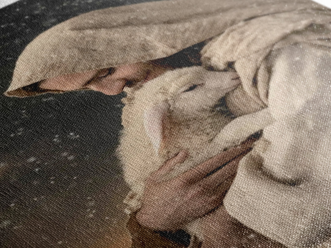 Shepherd’s Embrace – Framed Canvas Print – Jesus Painting – Christian Wall Art – Christian Art Canvas – Christian Art Print – Christian Gif