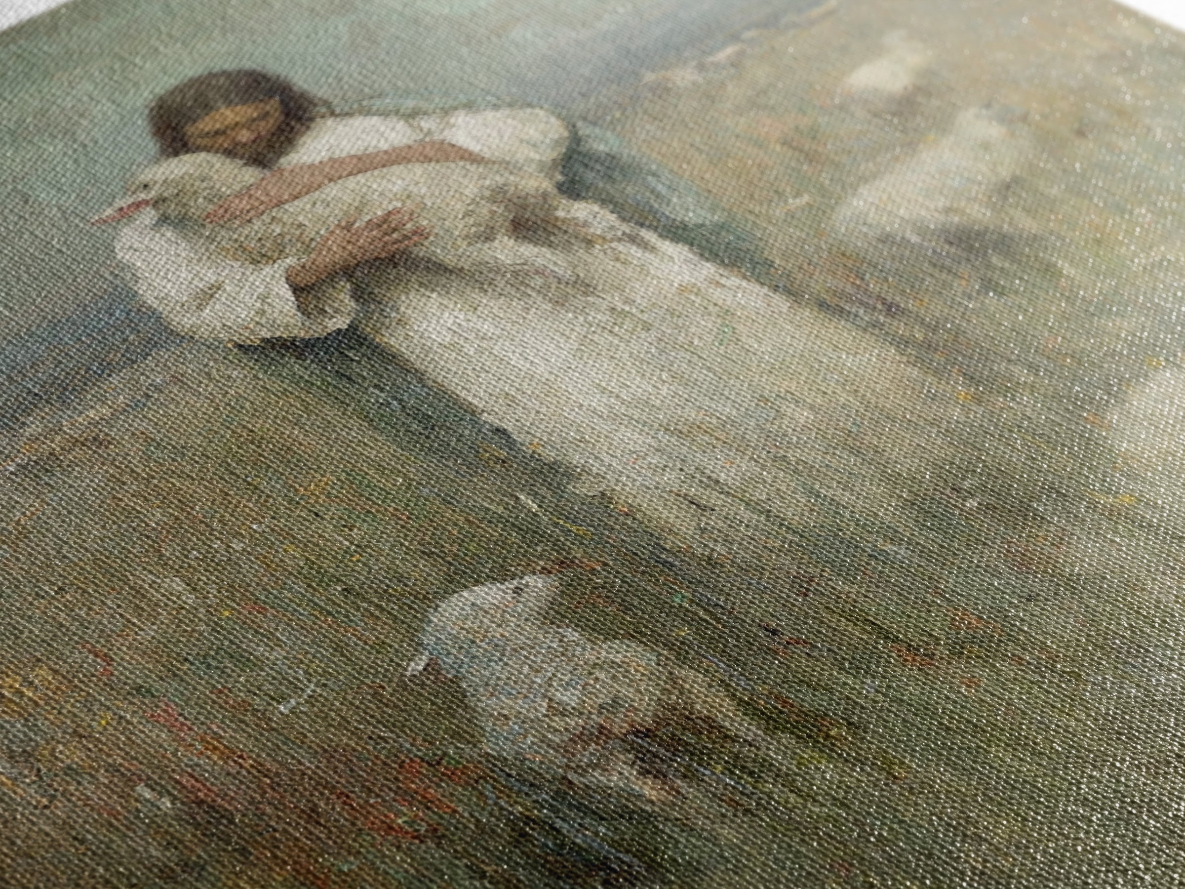 Gentle Shepherd Light, Framed Canvas Print, Christian Wall Art, Jesus Painting, Christian Art Canvas, Christian Gift Ideas, Vintage Christi