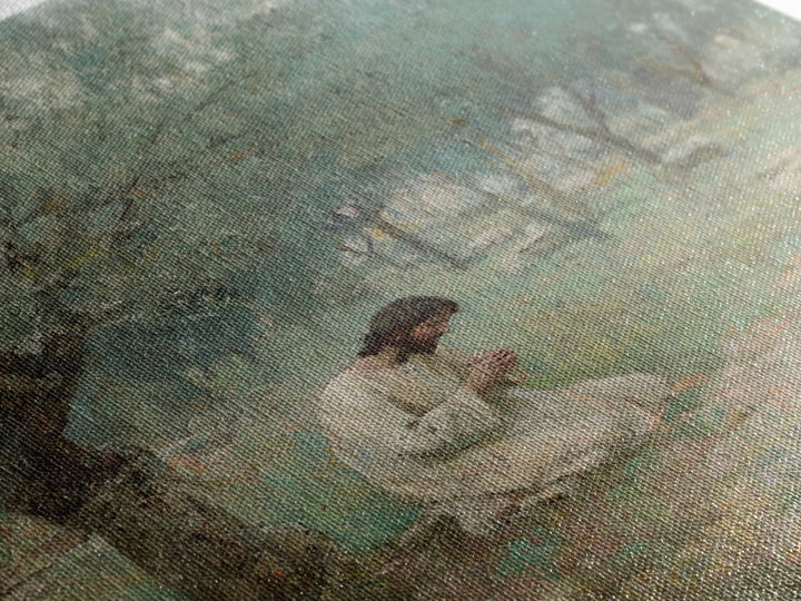 Garden Of Prayer, Framed Canvas Print, Christian Wall Art, Christian Art Canvas, Jesus Painting, Subtle Christian Art, Christian Gift