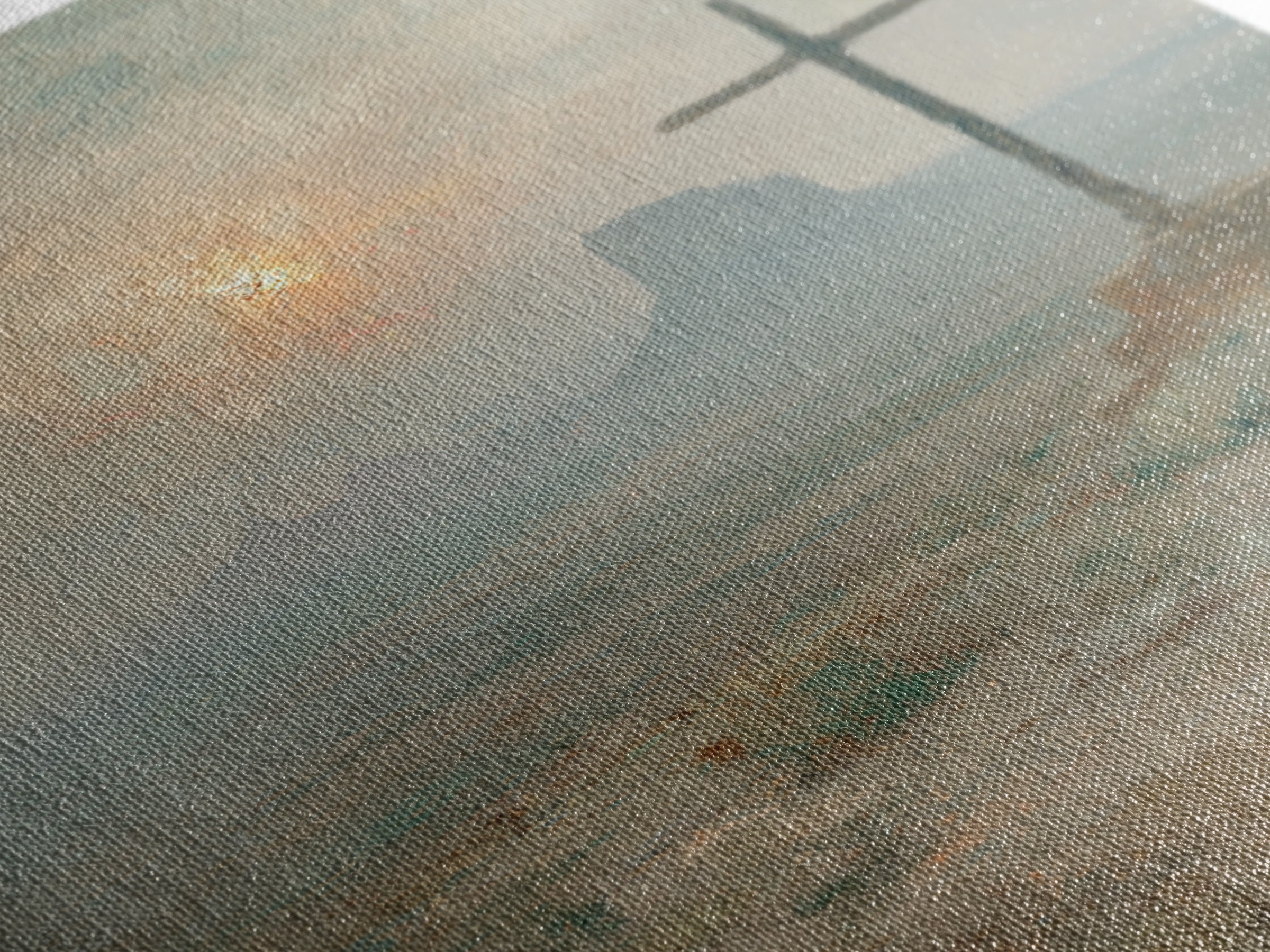 Cross At Dawn – Framed Canvas Print – Christian Wall Art – Christian Painting – Subtle Christian Art – Christian Art Canvas