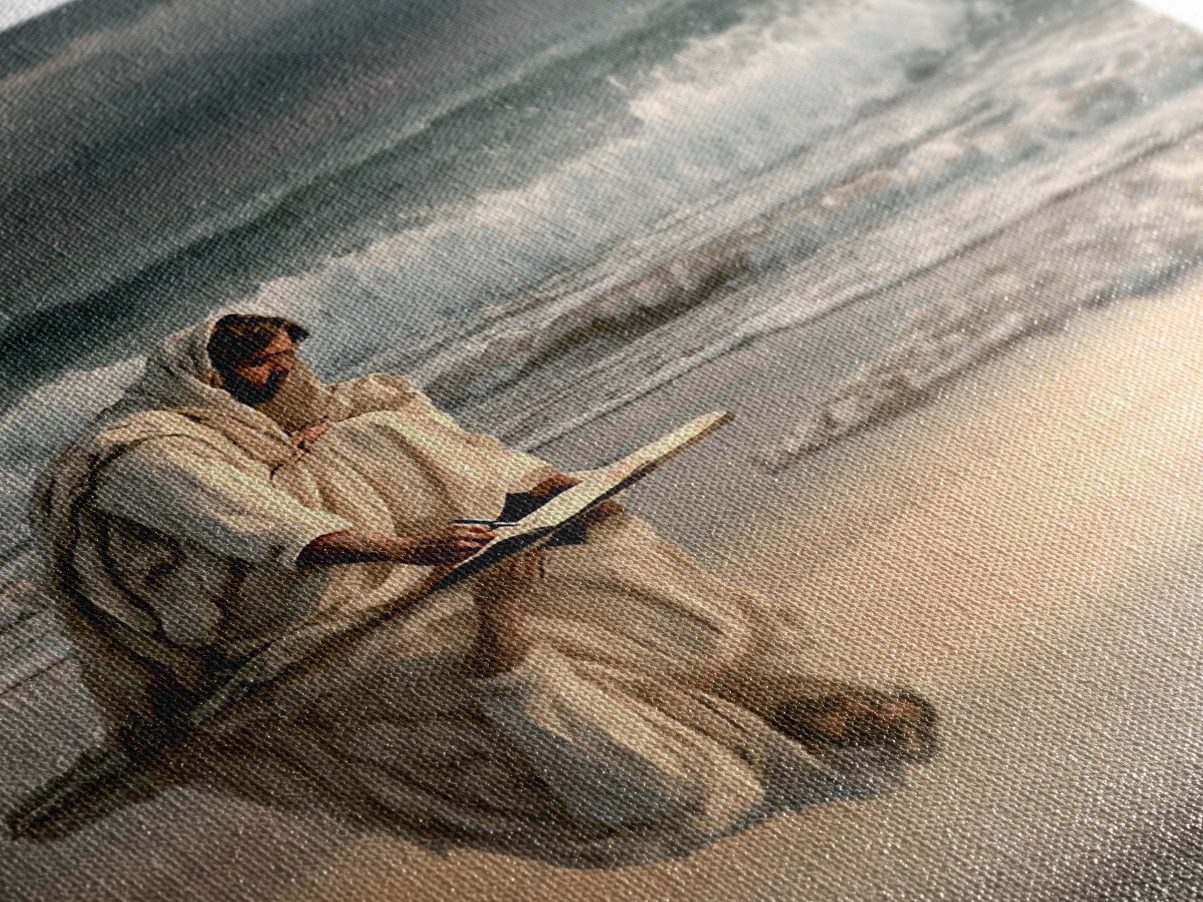 Shoreline Of Rest, Framed Canvas Print, Christian Wall Art, Jesus Painting, Christian Art Canvas, Moody Christian Art, Large Jesus Painting