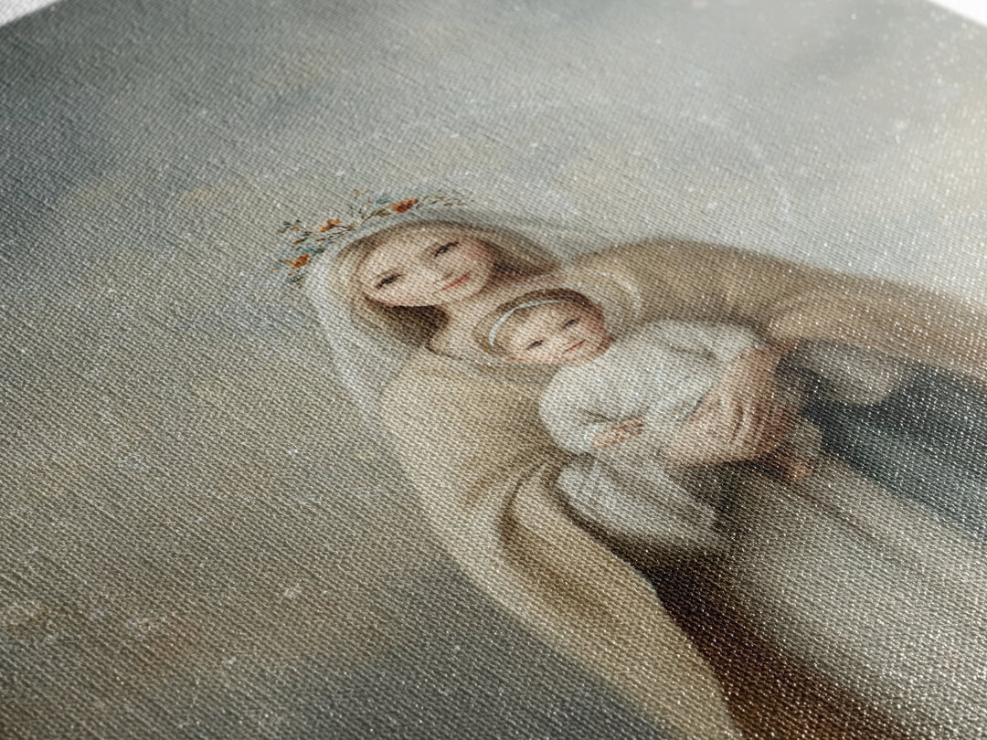 Heavenly Crown Grace – Framed Canvas Print – Christian Wall Art – Mary And Jesus Painting – Christian Art Canvas – Christian Gift Ideas – C
