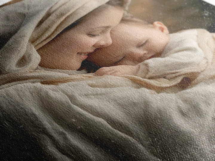 Tender Morning Peace - Framed Canvas Print - Christian Wall Art - Christian Art Canvas - Mary And Jesus Painting - Christmas Wall Art - Chr