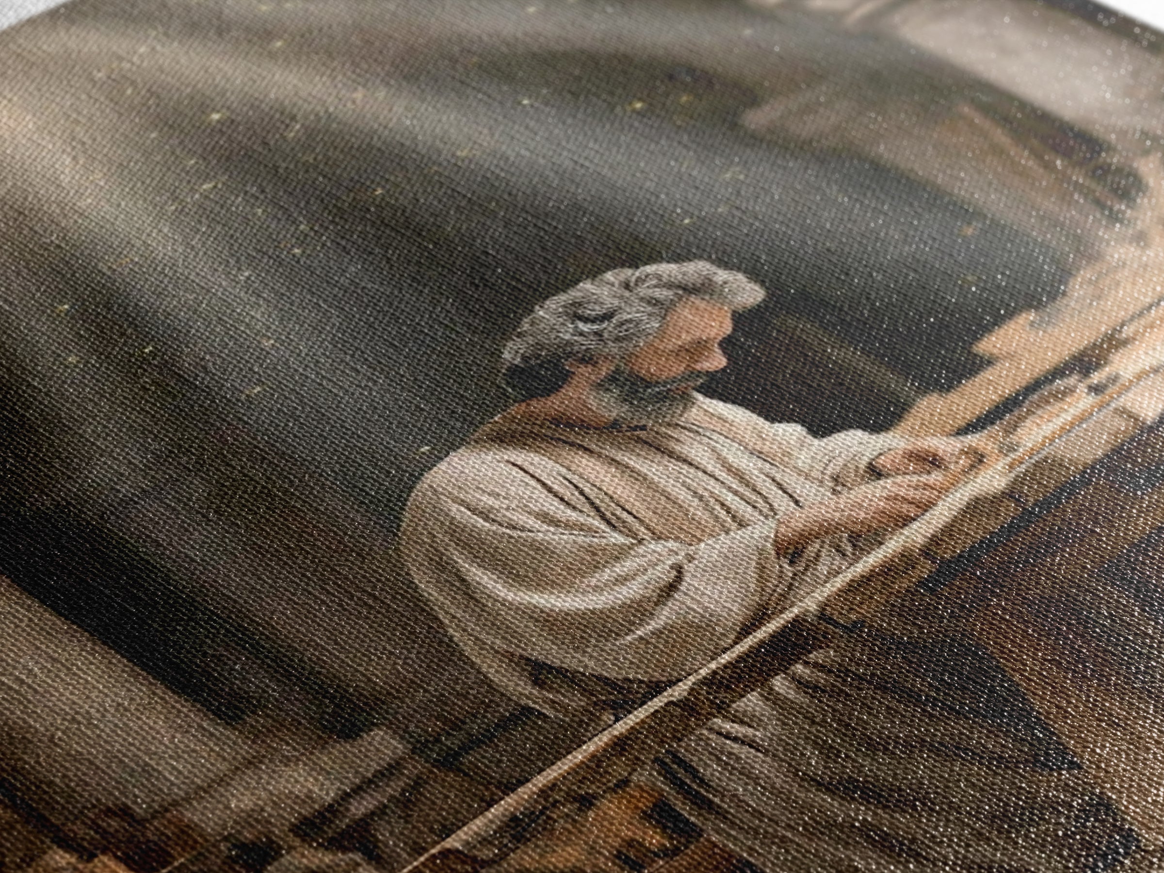 Humble Workshop Light, Framed Canvas Print, Christian Art Canvas, Jesus Painting, Christian Wall Art, Christian Decor, Christmas Art