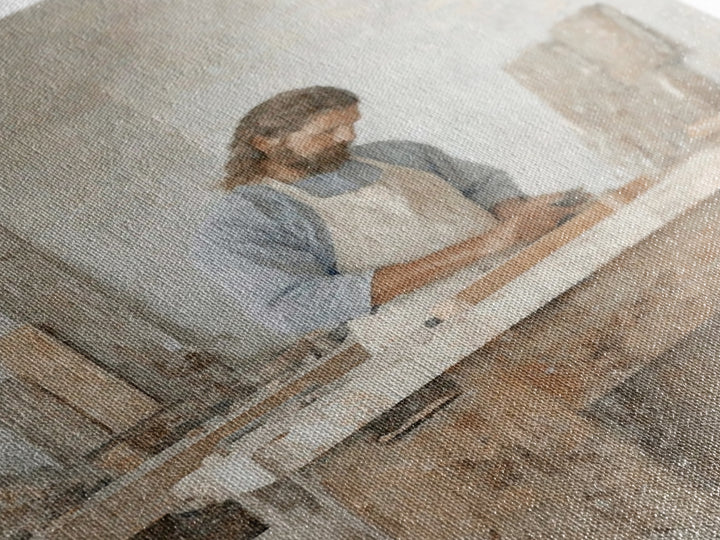 Quiet Carpenter Grace | Framed Canvas Print | Christian Wall Art | Jesus Painting | Christian Art Canvas | Christian Gift | Christmas Art