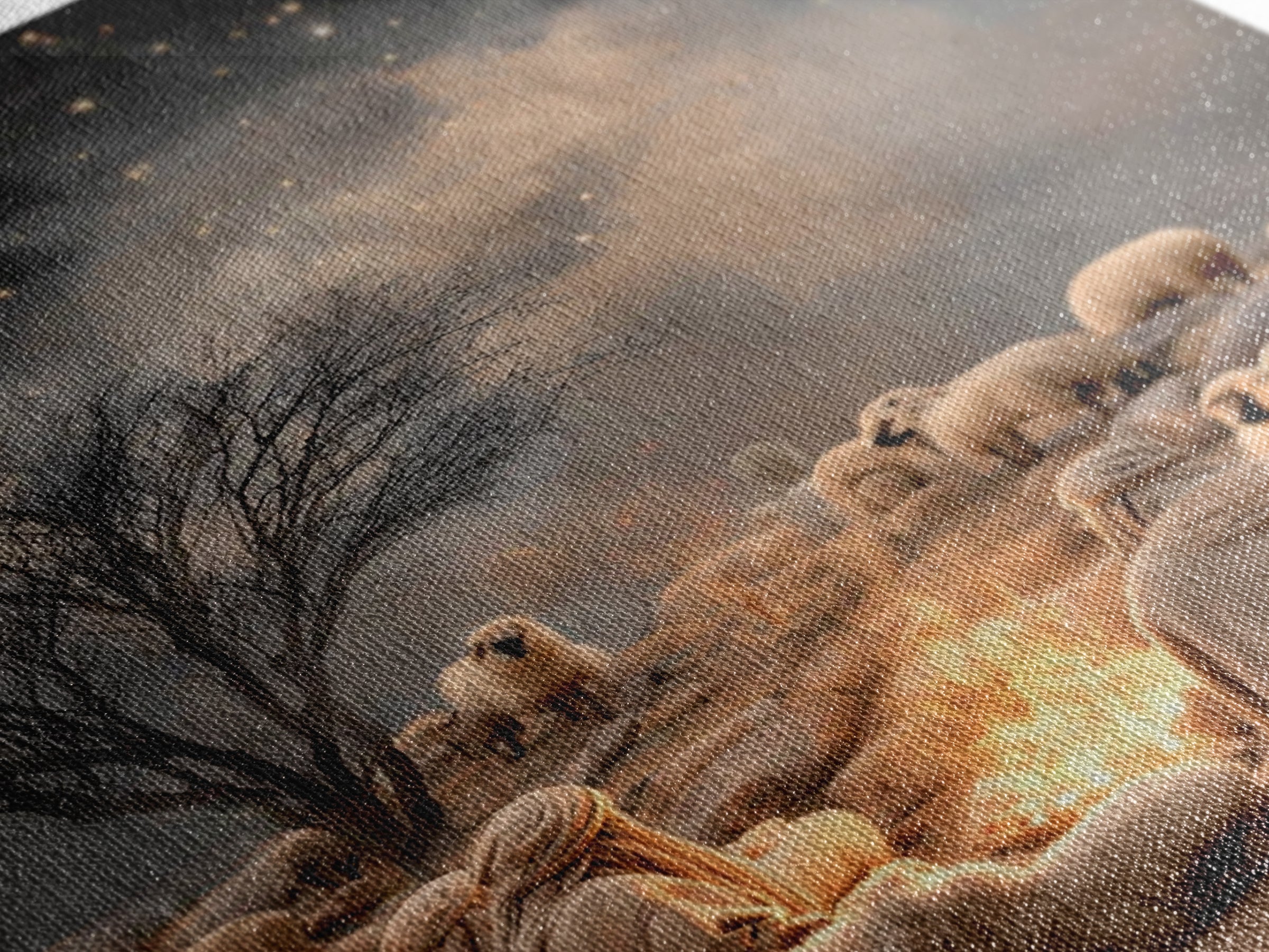 Shepherds By Fire – Framed Canvas Print – Christian Christmas Art – Christian Art Canvas – Christmas Wall Art – Christian Art – Vintage Chr