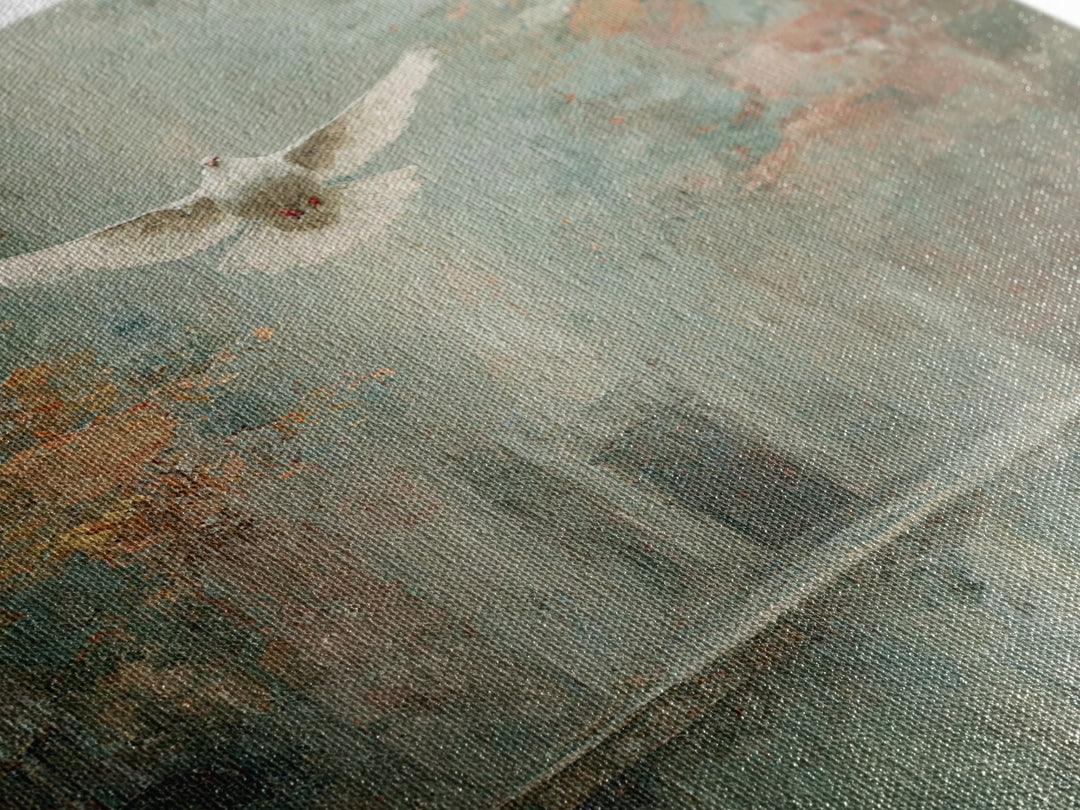 Sanctuary Dawn Dove, Framed Canvas Print, Christian Art Canvas, Christian Wall Art, Christian Art, Christian Decor, Christian Christmas Art