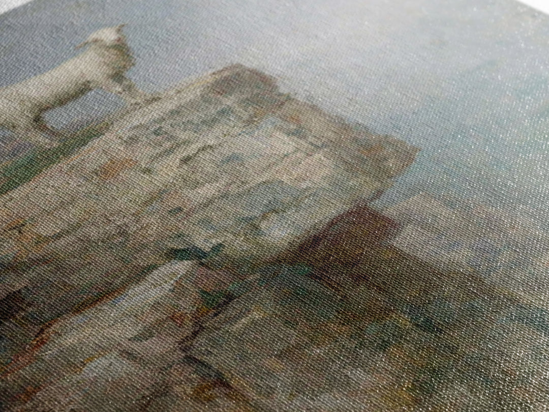 Lone Cliff Lamb – Framed Canvas Print – Christian Wall Art – Christian Art Canvas – Pastoral Scenery – Christian Art Print – Subtle Christi