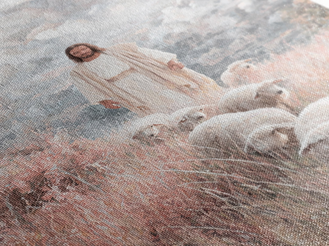 Heavenly Shepherd – Framed Canvas Print – Christian Wall Art – Jesus Painting – Christian Art Canvas – Christian Gift – Christian Christmas