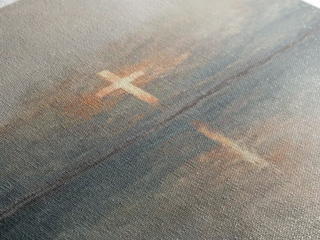 Radiant Cross Sky – Framed Canvas Print – Christian Wall Art – Christian Art Canvas – Minimalist Christian Art – Subtle Christian Art – Chr