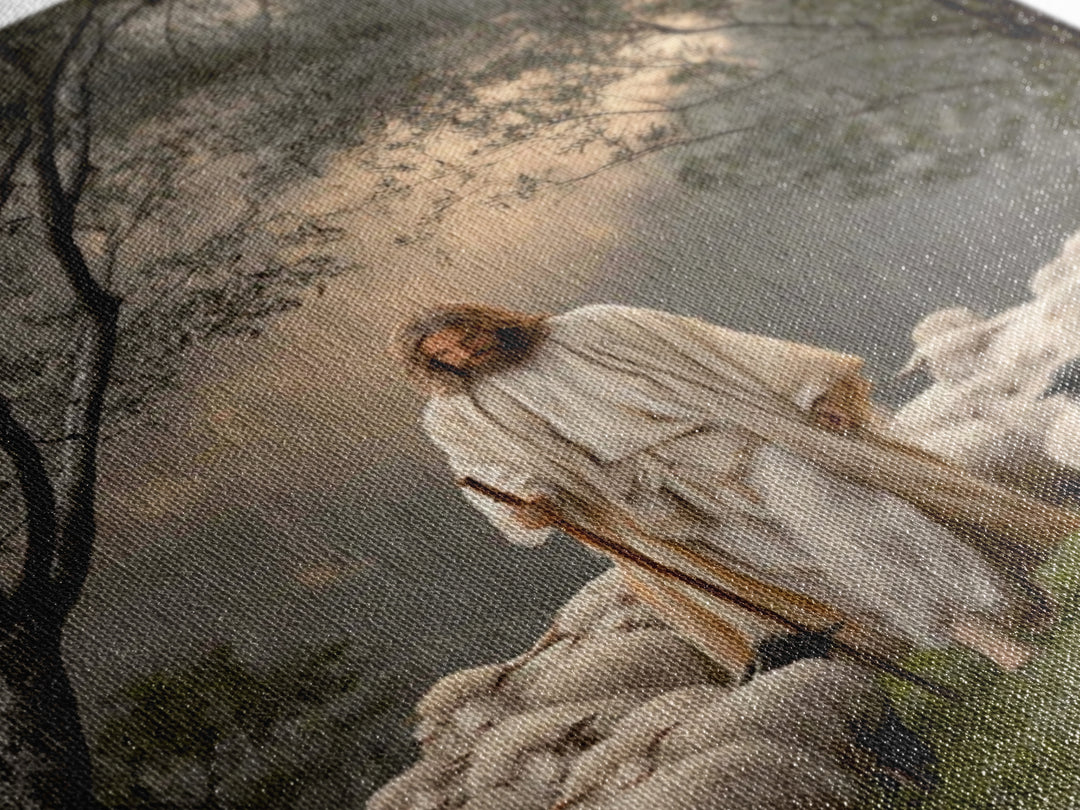 Pastoral Grace – Framed Canvas Print – Jesus Art Print – Christian Wall Art – Christian Art Canvas – Large Jesus Painting – Christian Decor