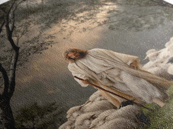 Pastoral Grace – Framed Canvas Print – Jesus Art Print – Christian Wall Art – Christian Art Canvas – Large Jesus Painting – Christian Decor