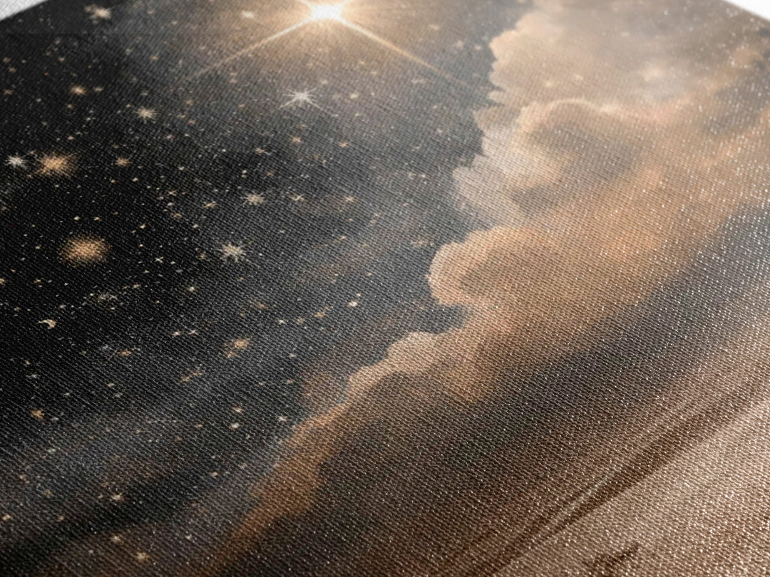 Celestial Desert Light | Framed Canvas Print | Christmas Wall Art | Christian Art Canvas | Christian Christmas Art | Moody Christmas Art |