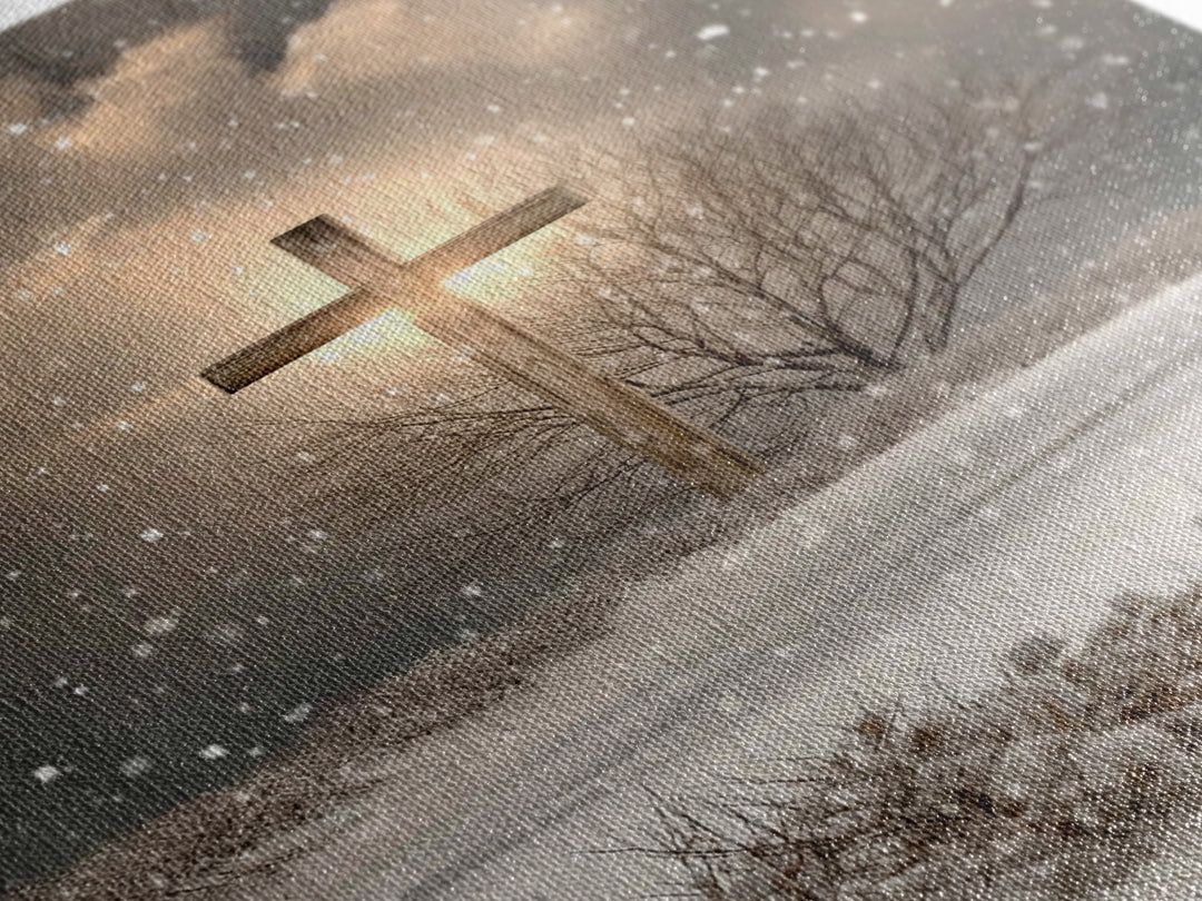 Snowfall Grace, Framed Canvas Print, Christian Wall Art, Christian Art Canvas, Christmas Art, Christian Decoration