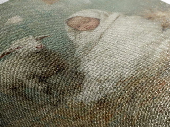 Little Lamb Peace – Framed Canvas Print – Christian Wall Art – Christian Art Canvas – Jesus Painting – Christian Christmas Art – Christmas